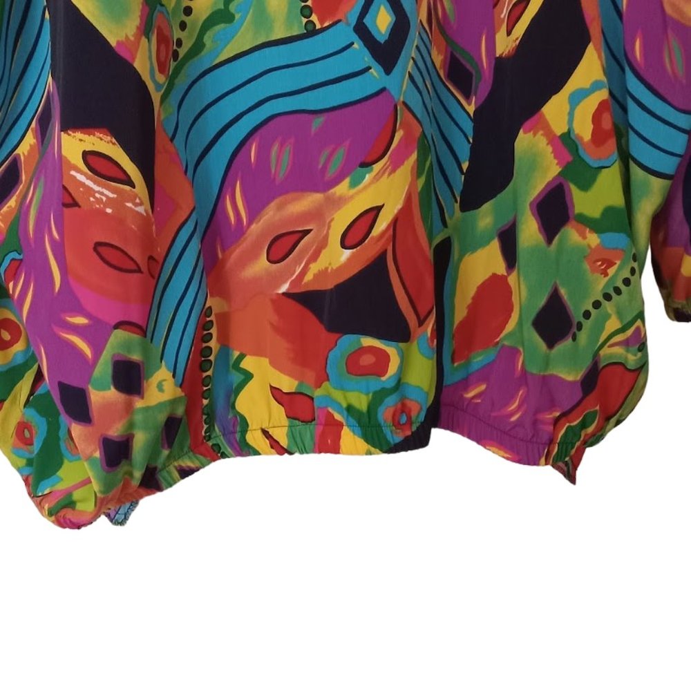 Euc | Multi Color | Light Wt | Button Up | Collar… - image 7